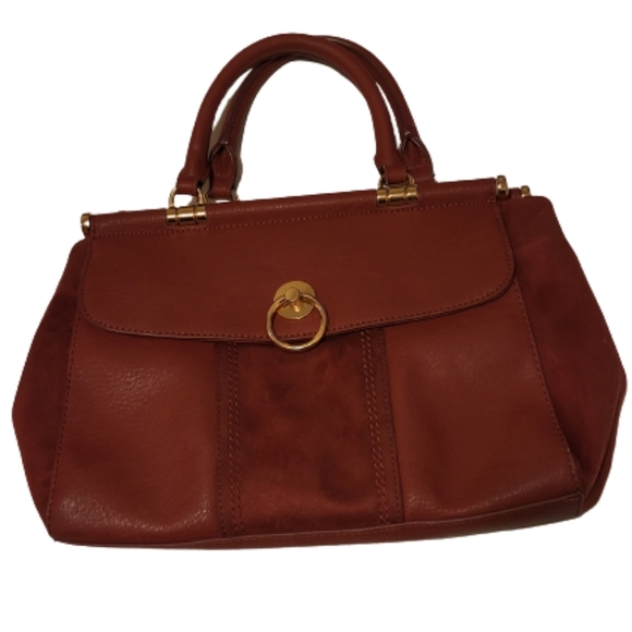 LC Lauren Conrad Handbags - LC, Lauren Conrad Handbag, Faux leather and Suede, Burgundy